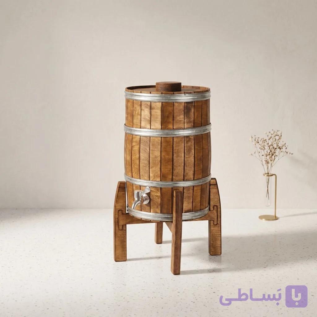 کلمن چوبی طرح بشکه ۵ لیتری خوابیده — تصویر 1