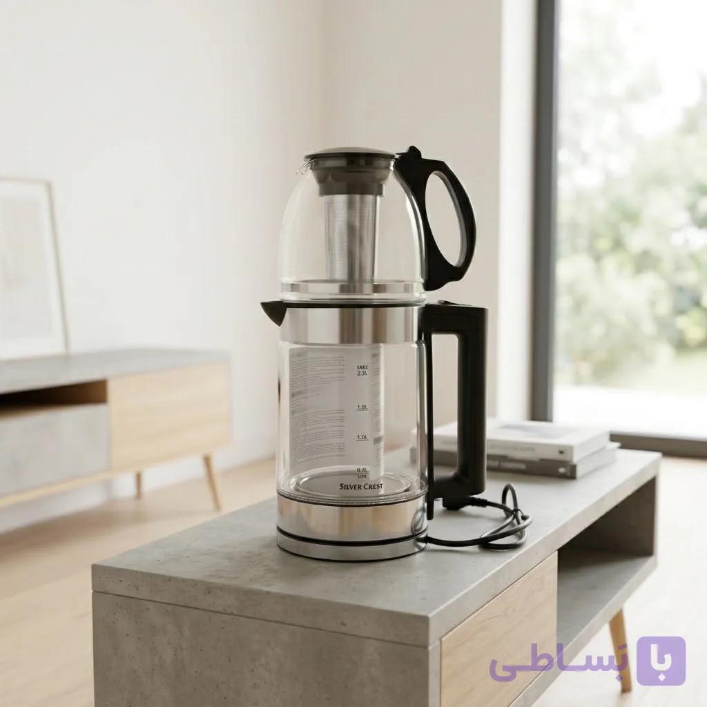 چای‌ساز پیرکس روهمی برقی سیلور کرست Slivers Crest مدل SC-6001 — تصویر 1
