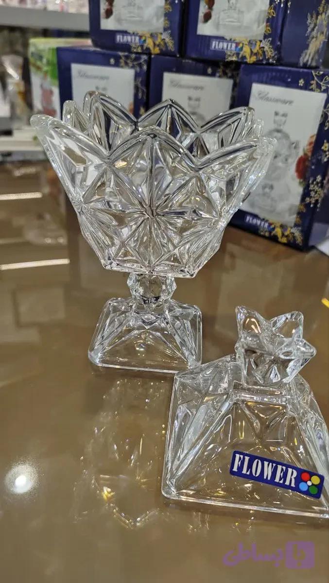 قندان کریستال پایه دار مدل یخی وارداتی