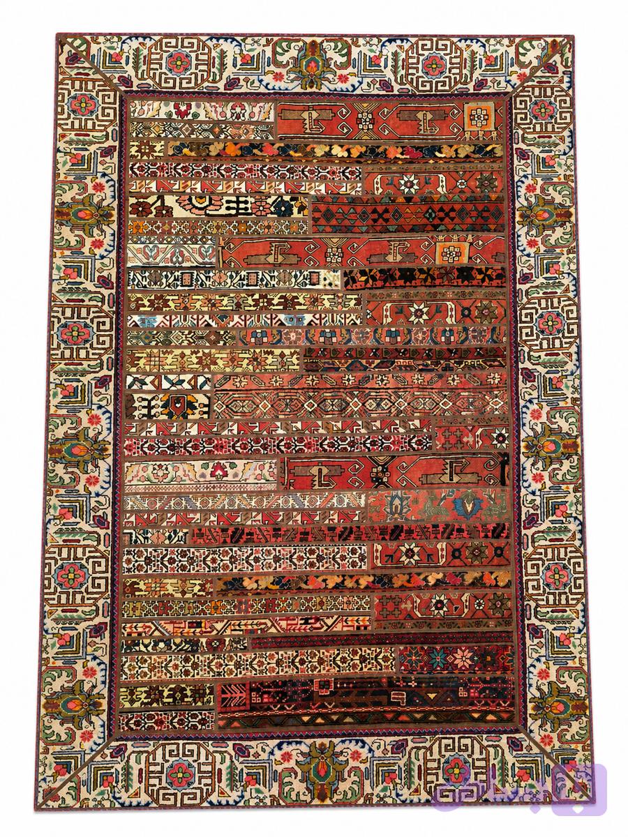 فرش دستبافت مدل تیکه دوزی 2×۳ کد 00۱