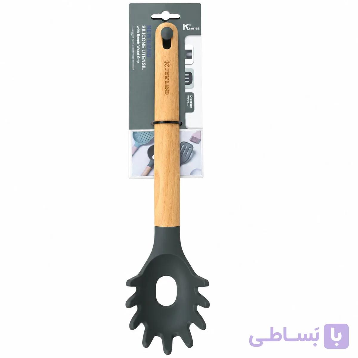 قاشق پاستا سیلیکونی دسته بامبو نیولند 2850