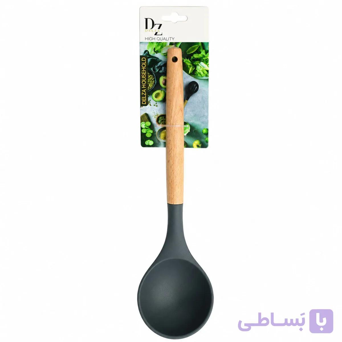 ملاقه شیار دار سیلیکونی دسته بامبو