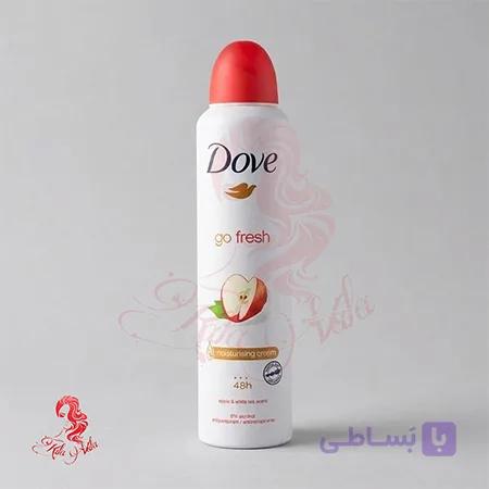اسپری دئودورانت داو Dove زنانه مدل Go Fresh رایحه سیب و برگ چای حجم 250 میل — تصویر 1