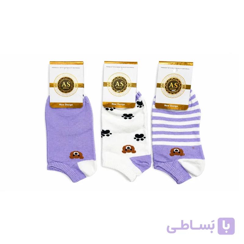 جوراب ساق کوتاه مدل راه راه کد 01008 بسته 3 عددی — تصویر 1