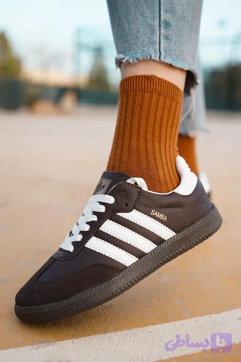 کتونی آدیداس سامبا قهوه‌ای سفید | Adidas Samba Brown White — تصویر 1