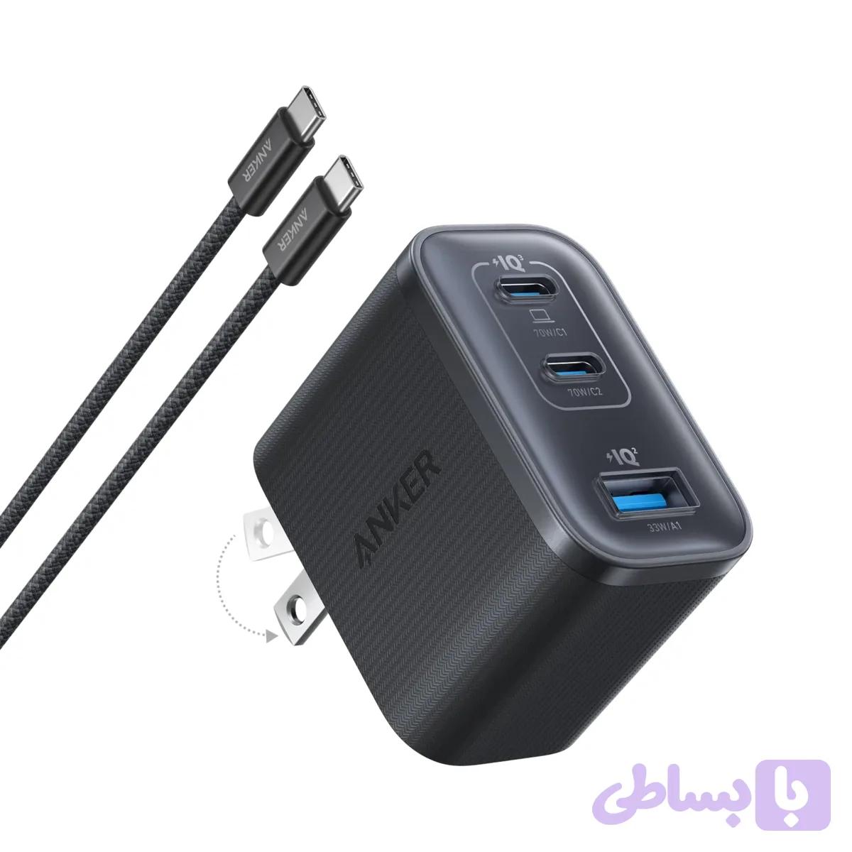 شارژر گان پرایم 70 واتی 3 پورت انکر — تصویر 1