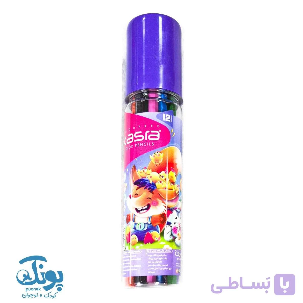 مداد رنگی ۱۲ رنگ قوطی استوانه کسری — تصویر 1