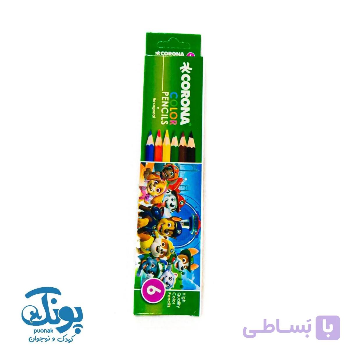 مداد رنگی ۶ رنگ مقوایی کرونا — تصویر 1