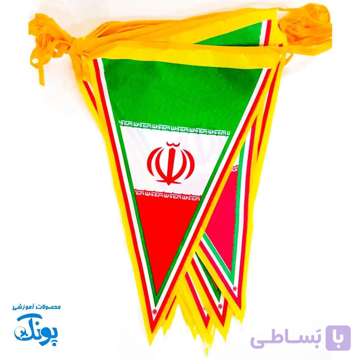 ریسه پرچم مذهبی و ملی پارچه ای ساتن ۱۶ عددی — تصویر 1