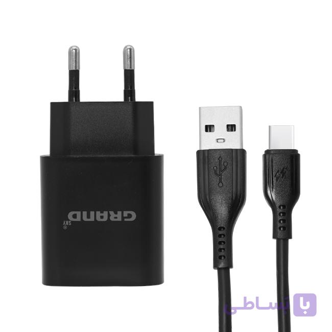 شارژر گرند مدل G2 آداپتور 18W تک پورت به همراه کابل TYPC فست شارژ 3 آمپر — تصویر 1