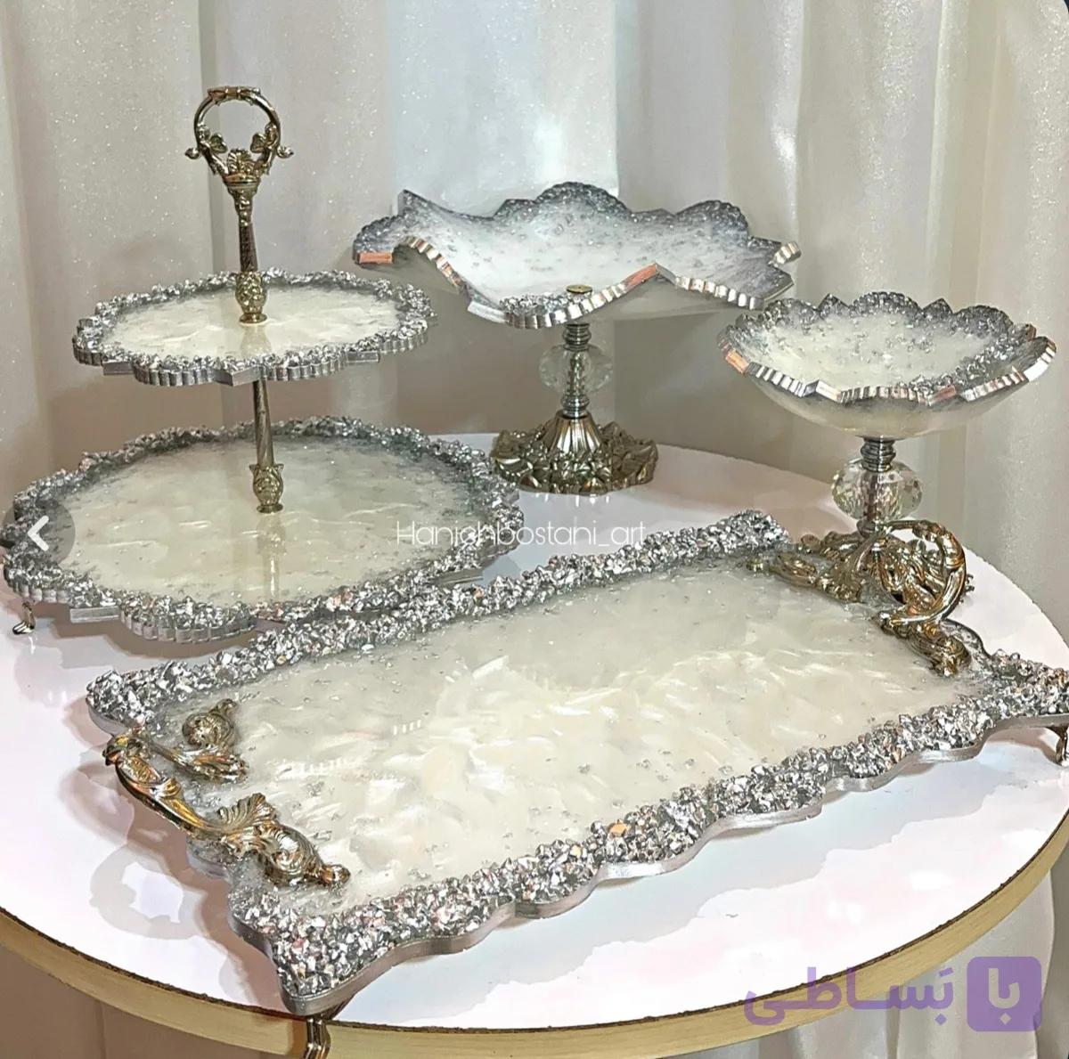 ست پذیرایی رزینی نقره ای