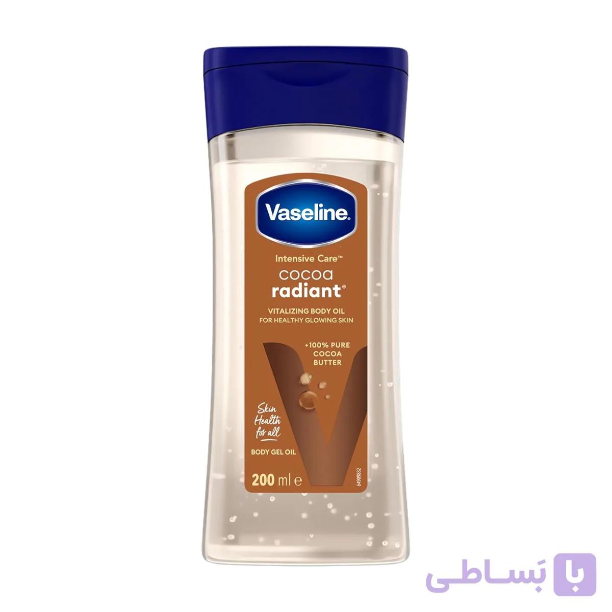 روغن بدن وازلین کاکائو Vaseline Intensive Care Cocoa Radiant Body Gel Oil 200ml