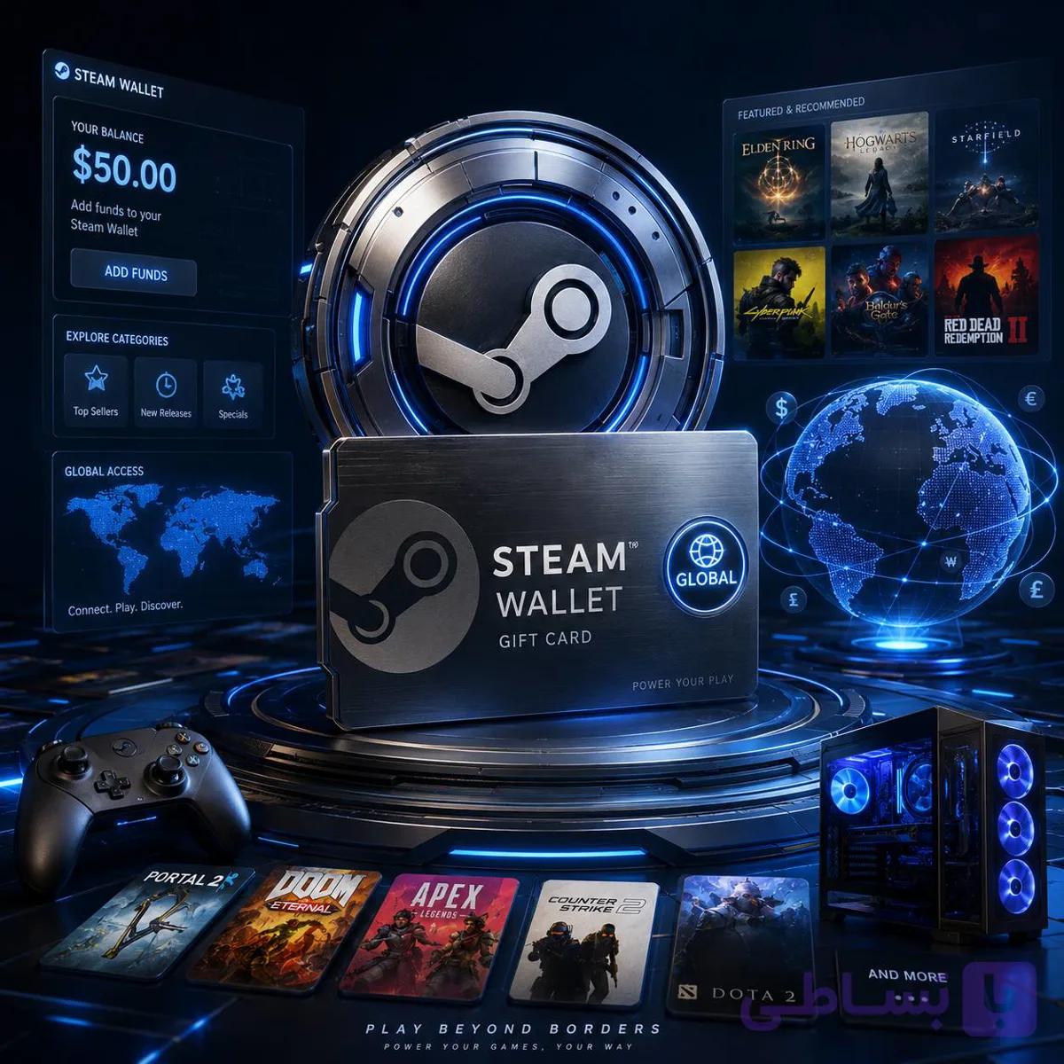 خرید گیفت کارت استیم والت گلوبال | Steam Wallet Gift Card Global