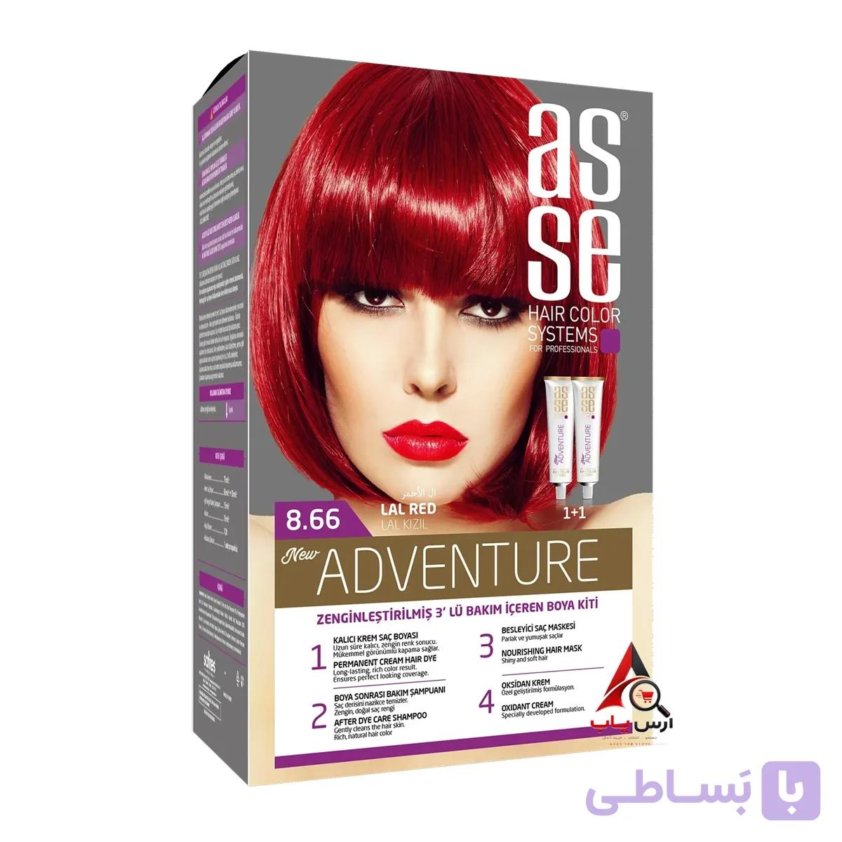 رنگ مو شماره 8.66 آسه ASSE سری Adventure رنگ قرمز روشن Lal Red — تصویر 1