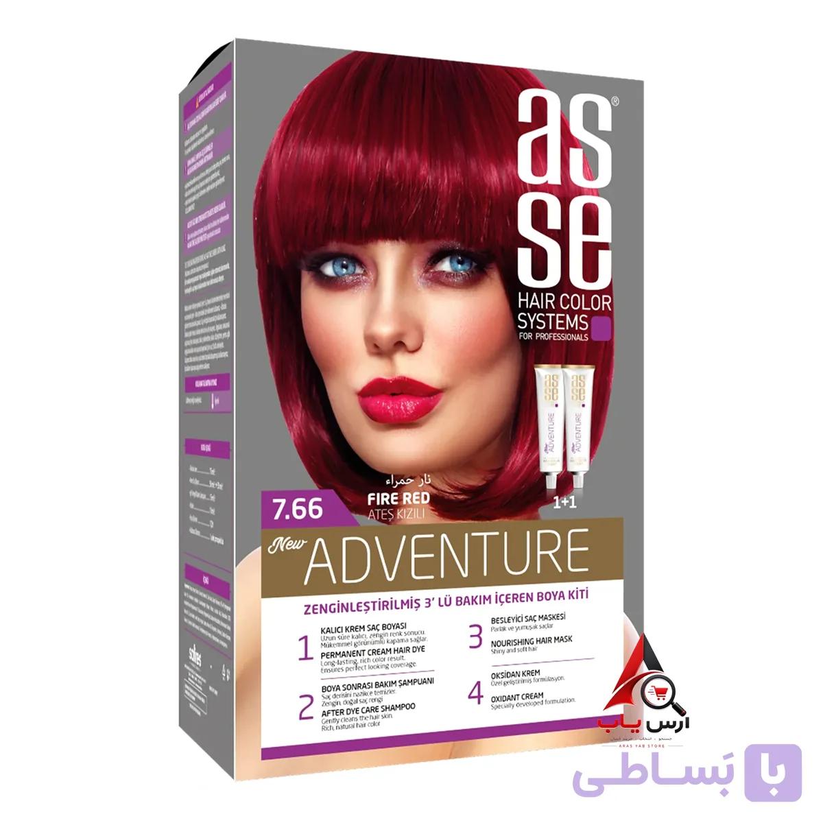 رنگ مو شماره 7.66 آسه ASSE سری Adventure رنگ قرمز آتشی Fire Red — تصویر 1
