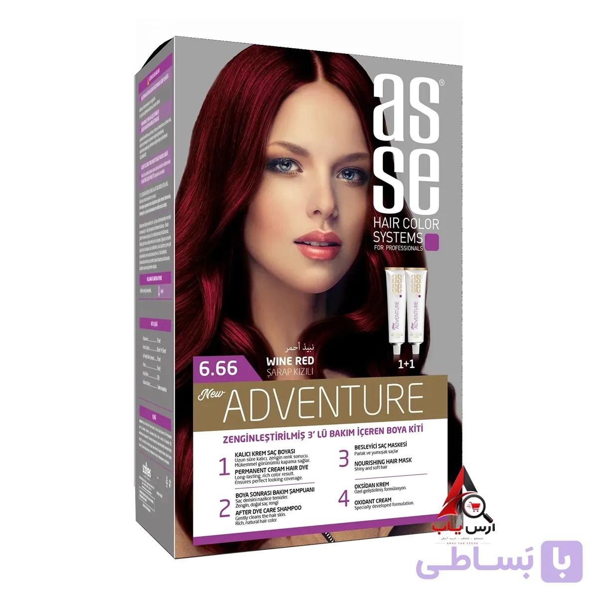 رنگ مو شماره 6.66 آسه ASSE سری Adventure رنگ شراب قرمز Wine Red — تصویر 1