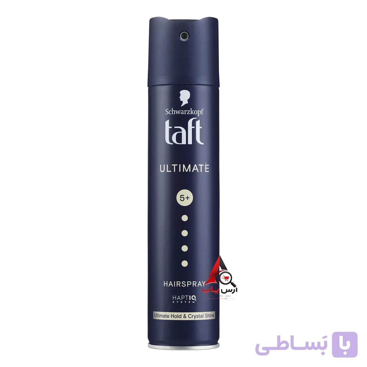 اسپری حالت دهنده مو التیمیت تافت Taft با نگه داری بالا و درخشش کریستالی حجم 250 میل — تصویر 1