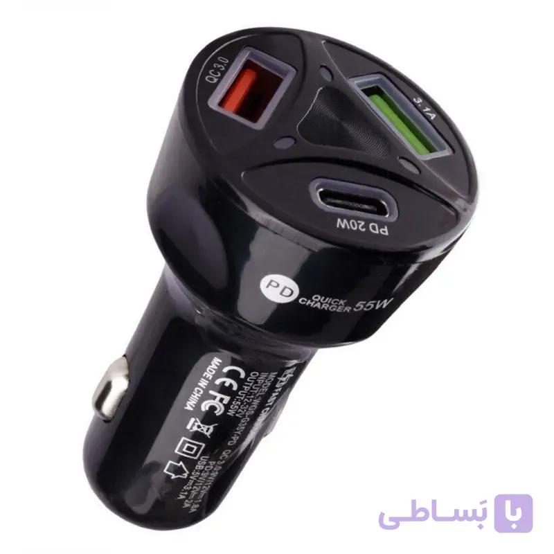 شارژر فندکی ۳ پورت 55 وات — تصویر 1