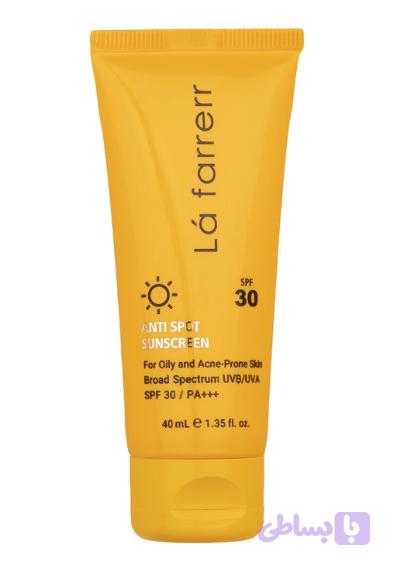 کرم ضد آفتاب و ضدلک بی رنگ پوست های خشک و معمولی SPF30 لافارر — تصویر 1