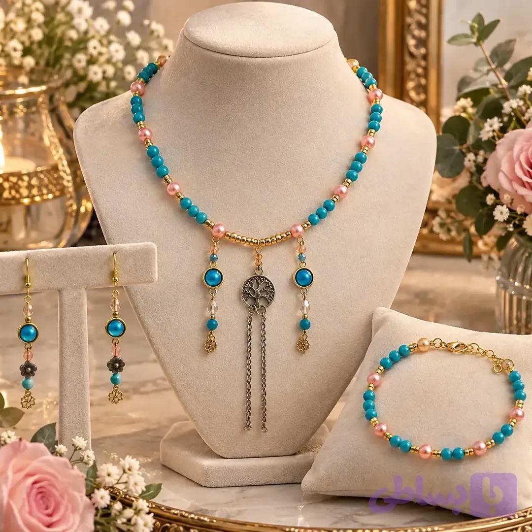 ست دستبند گردبند و گشواره مجلسی