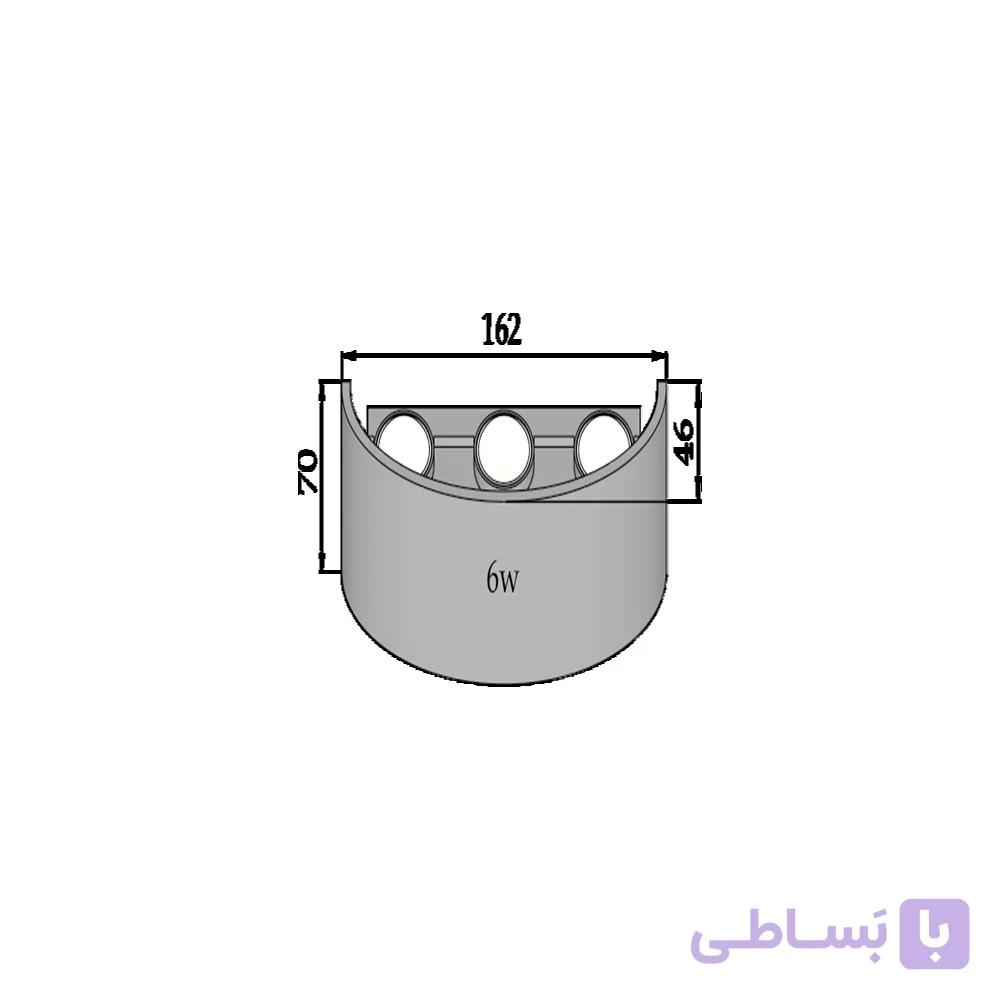 چراغ دیواری پلی لایت خطی 6 وات 2×3 بدنه مشکی پارس شعاع توس