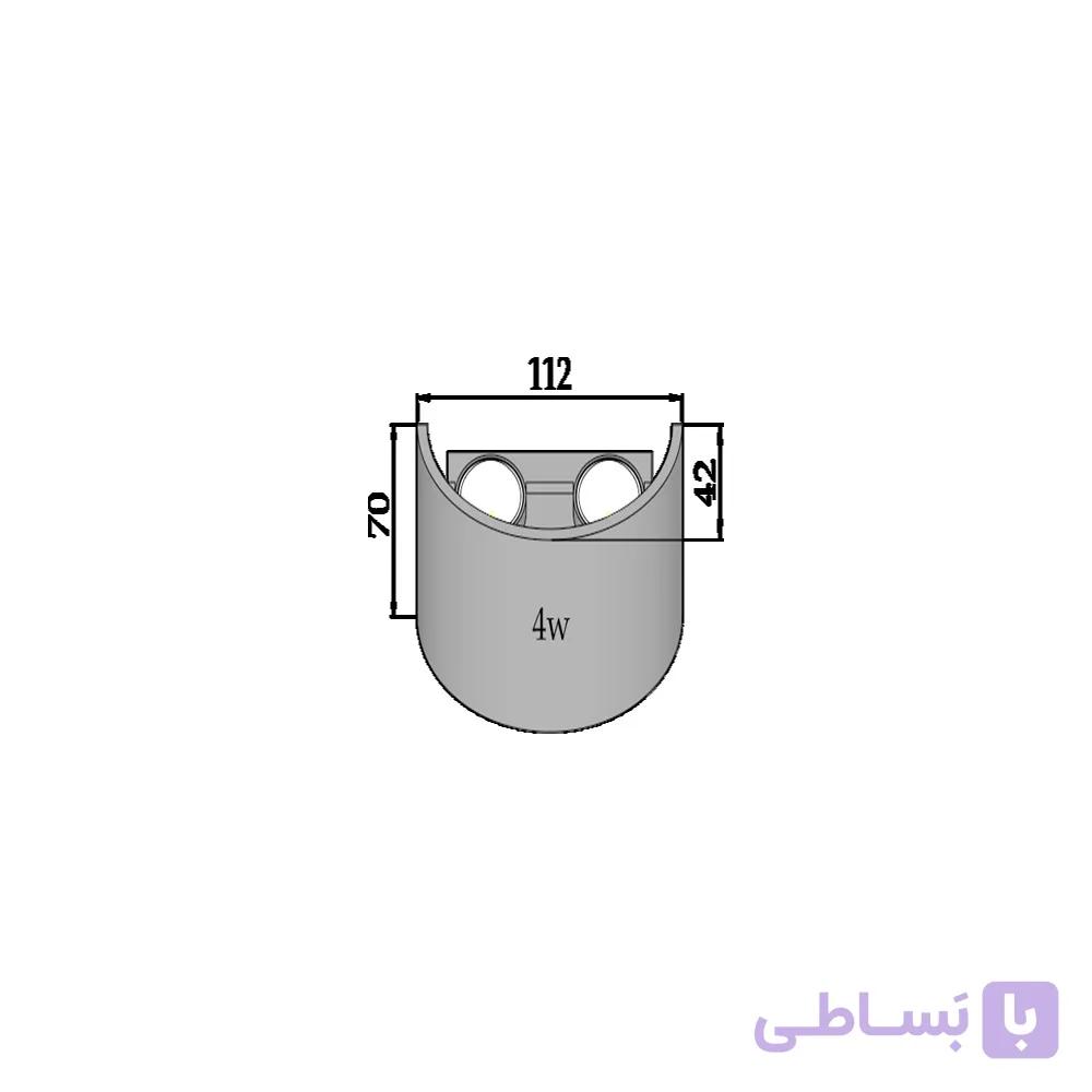 چراغ دیواری پلی لایت خطی 8 وات 2×4 بدنه مشکی پارس شعاع توس