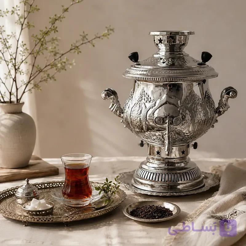 سماور گازی 6 لیتر برنج — تصویر 1