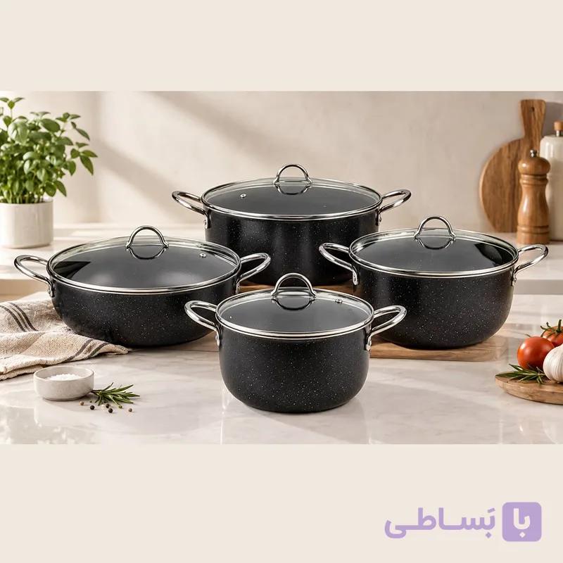 سرویس قابلمه 8 پارچه گرانیت تیارا مدل آلیمان — تصویر 1