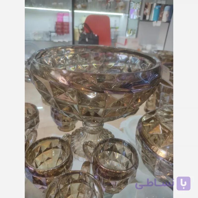 آجیل خوری ارغوانی لب طلا پایه دار