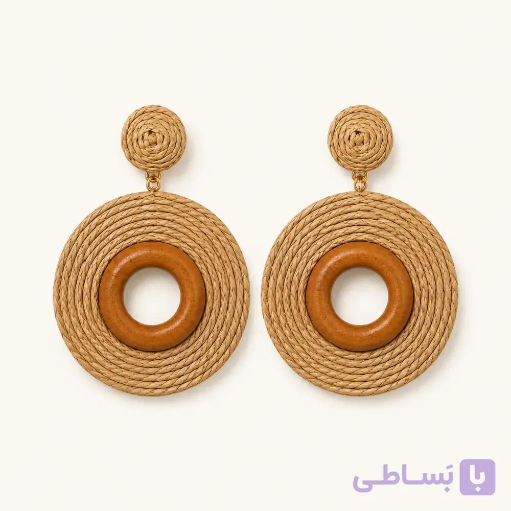خرید گوشواره زنانه حصیری حلقه‌ای کد E108| میس‌گالری