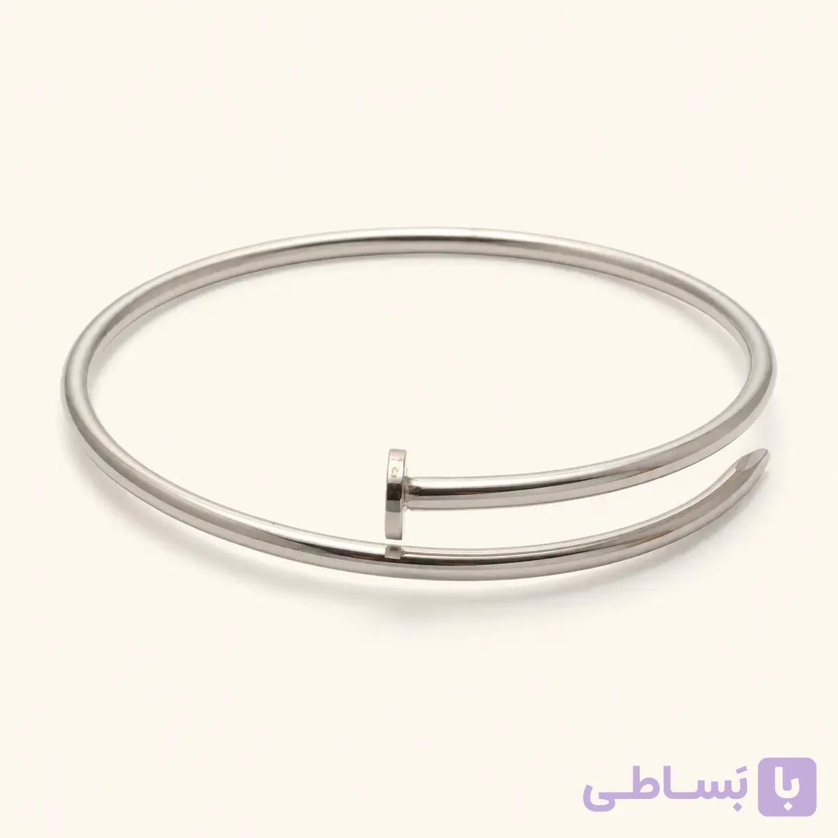 خرید دستبند زنانه میخی مینیمال نقره‌ای کد B103| میس‌گالری