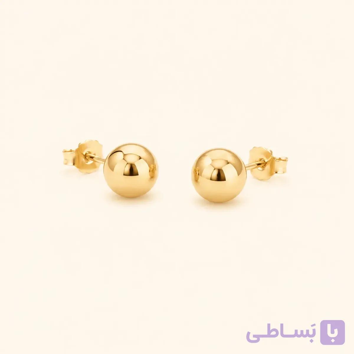 خرید گوشواره میخی زنانه گوی طلایی کد E102 | میس‌گالری