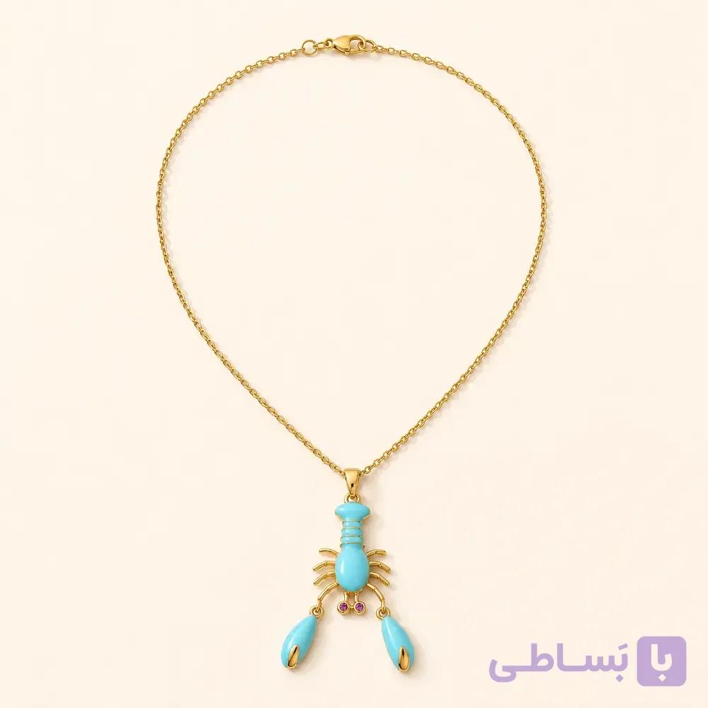 خرید گردنبند زنانه آویز عقرب فیروزه‌ای کد N102| میس‌گالری