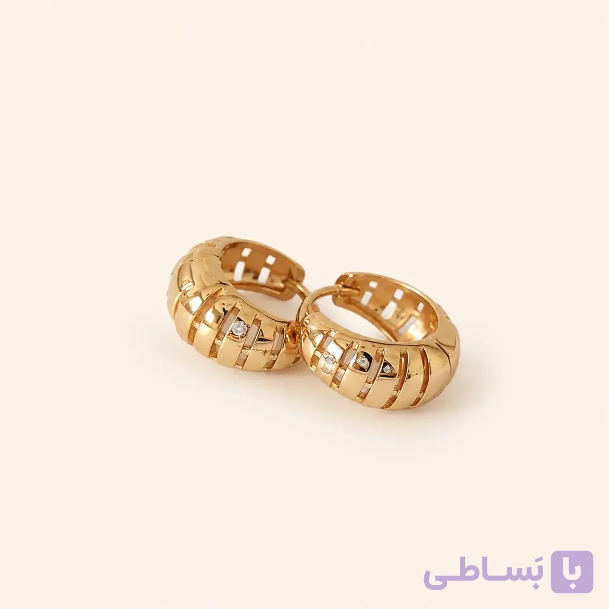 خرید گوشواره حلقه‌ای زنانه پهن طلایی کد E104 | میس‌گالری