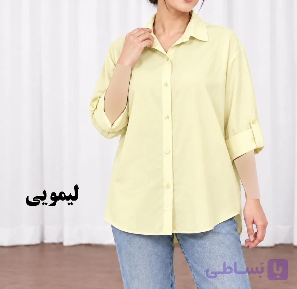 شومیز سیلک مودال آستین دکمه کد 2208 — تصویر 1