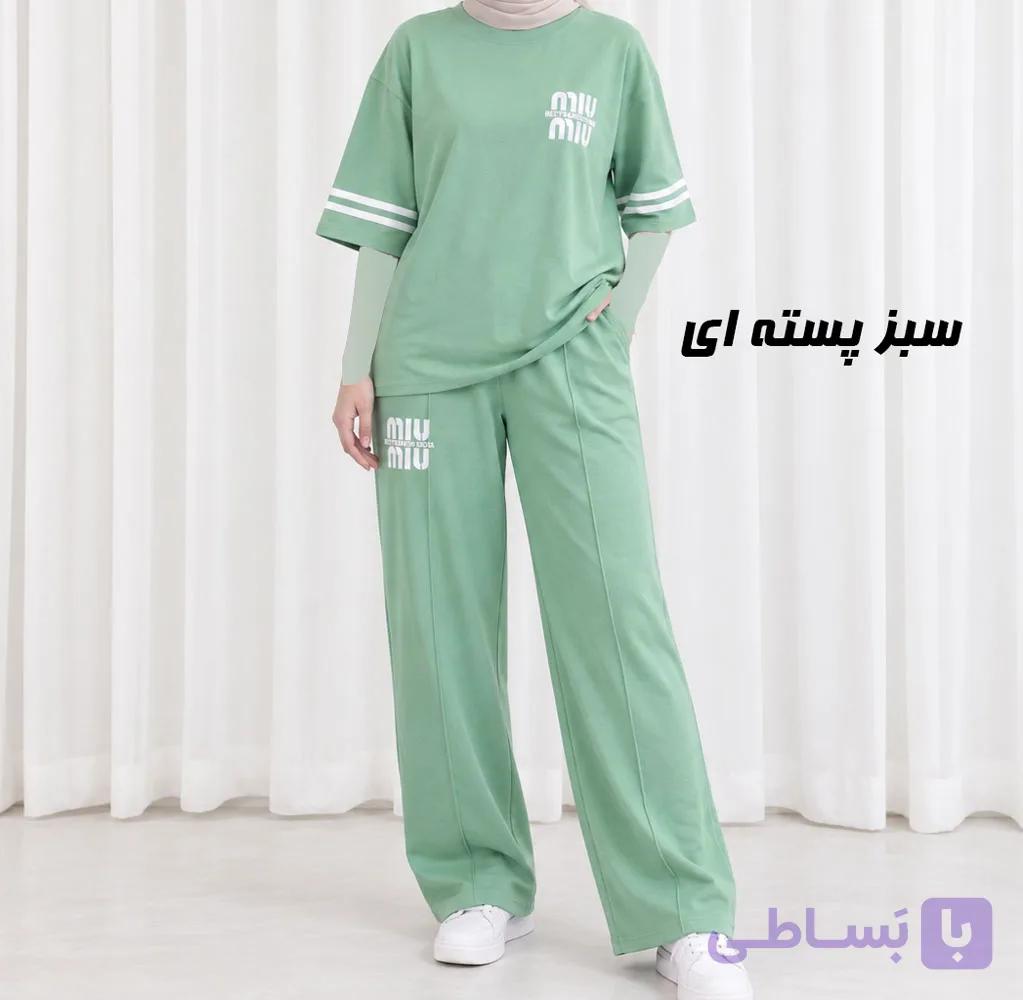 ست بلوز شلوار آستین سه ریع Miu اسپان کد 2226 — تصویر 1