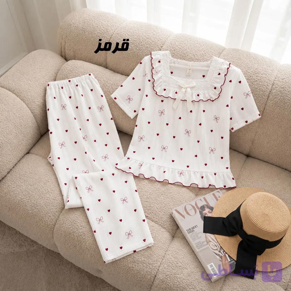 ست بلوز شلوار وارداتی جلو گیپور کد 2257 — تصویر 1