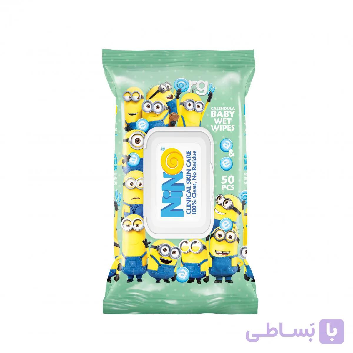دستمال مرطوب کودک مينيون سبز درب دار نینو