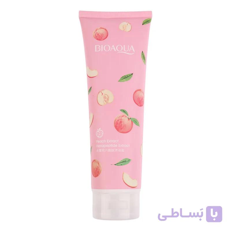 نمک بدن تیوپی بیوآکوا مدل هلو ۲۵۰ گرم | اسکراب بدن با رایحه هلو