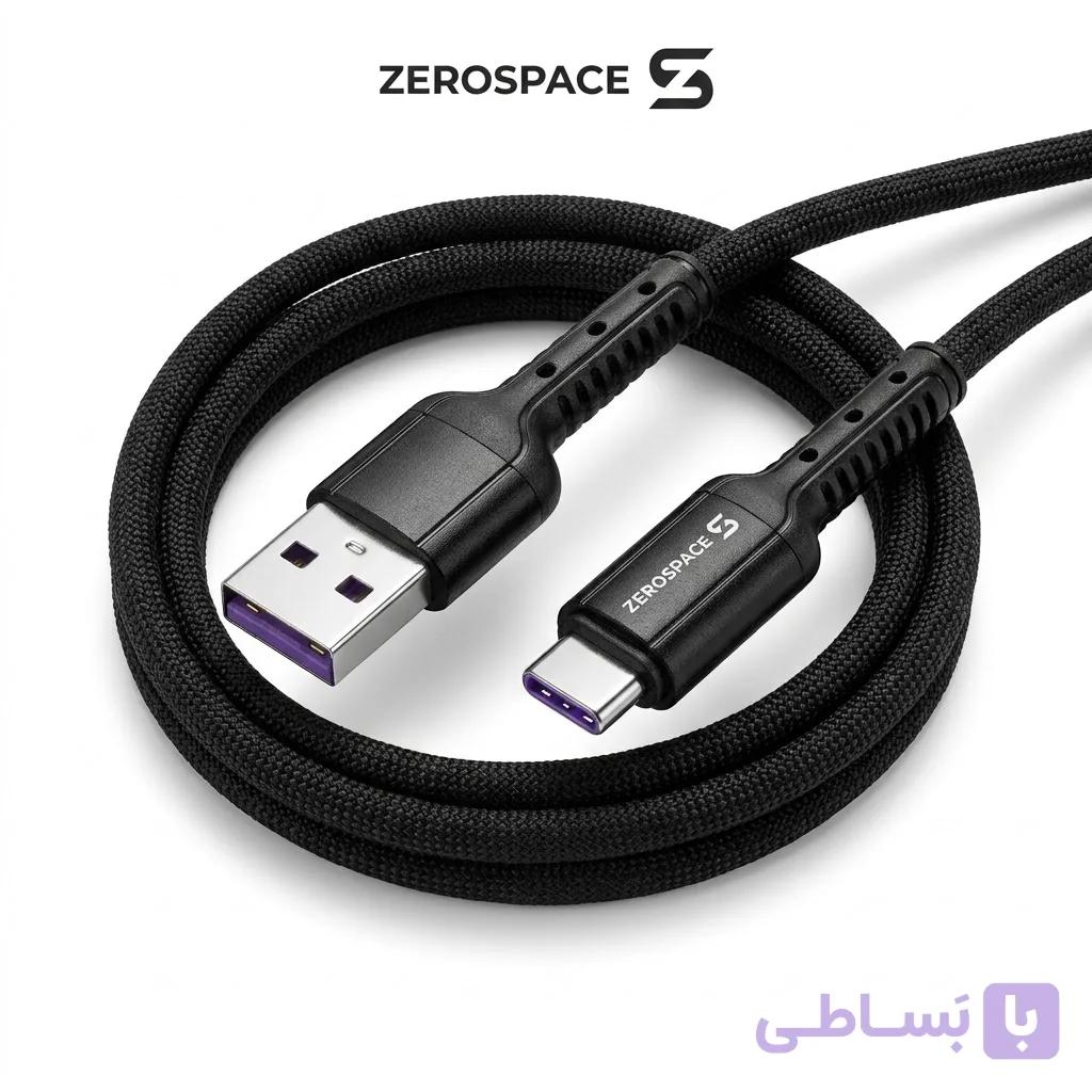 کابل تبدیل USB به Type-C زیرواسپیس مدل ZD097C طول ۱.۲ متر با توان ۶ آمپر (پشتیبانی از شارژ سریع PD و QC 3.0)