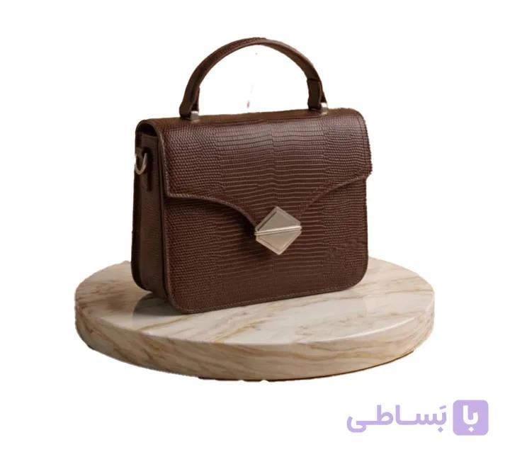 کیف دخترانه تمام چرم طبیعی مدل قفل لوزی — تصویر 1