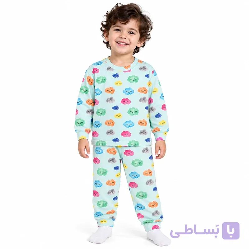 ست بلوز شلوار نخی 2 تا 4 سال طرح گربه M&M — تصویر 1