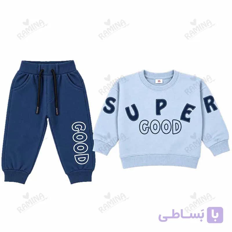 ست بلوز و شلوار دورس پسرانه 1 تا 3 سال کد 1134 رنگ آبی سرمه ای مبین Mobin — تصویر 1