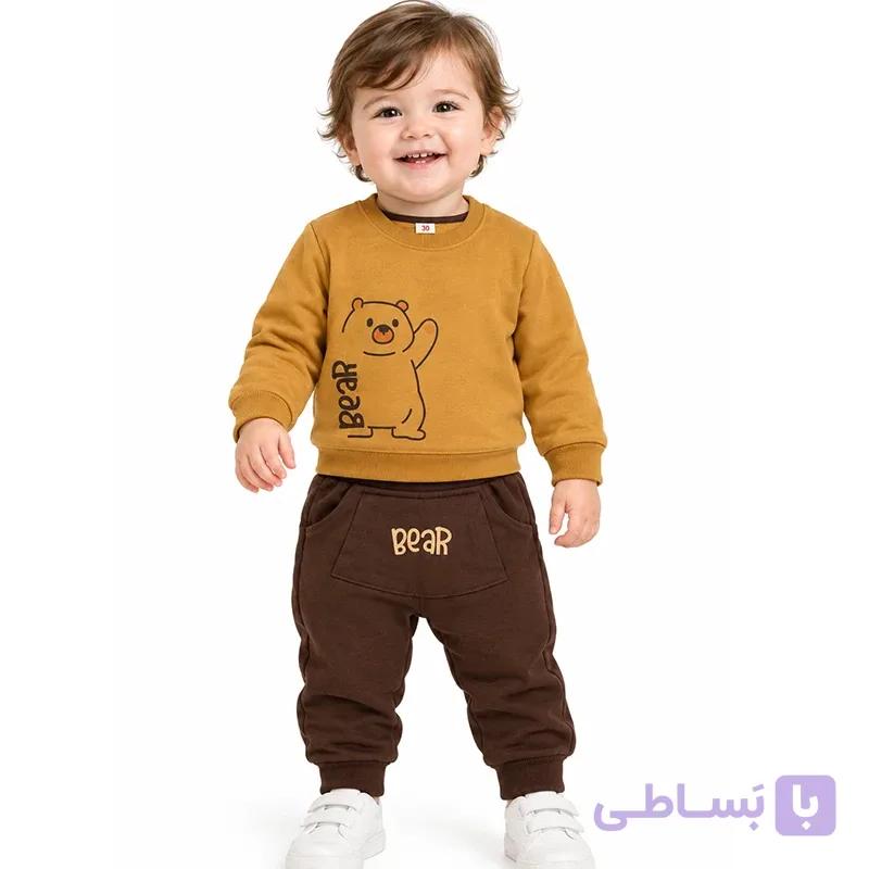 ست بلوز و شلوار دورس پسرانه 9 ماه تا 2 سال کد 1110 رنگ طوسی مبین Mobin — تصویر 1