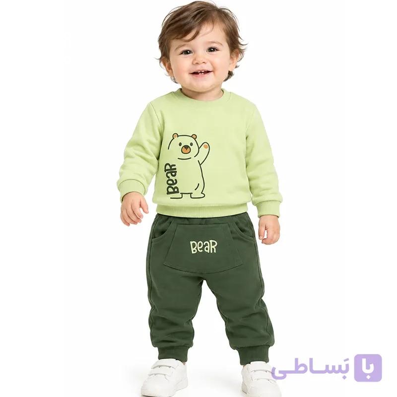 ست بلوز و شلوار دورس پسرانه 9 ماه تا 2 سال کد 1110 رنگ سبز مبین Mobin — تصویر 1