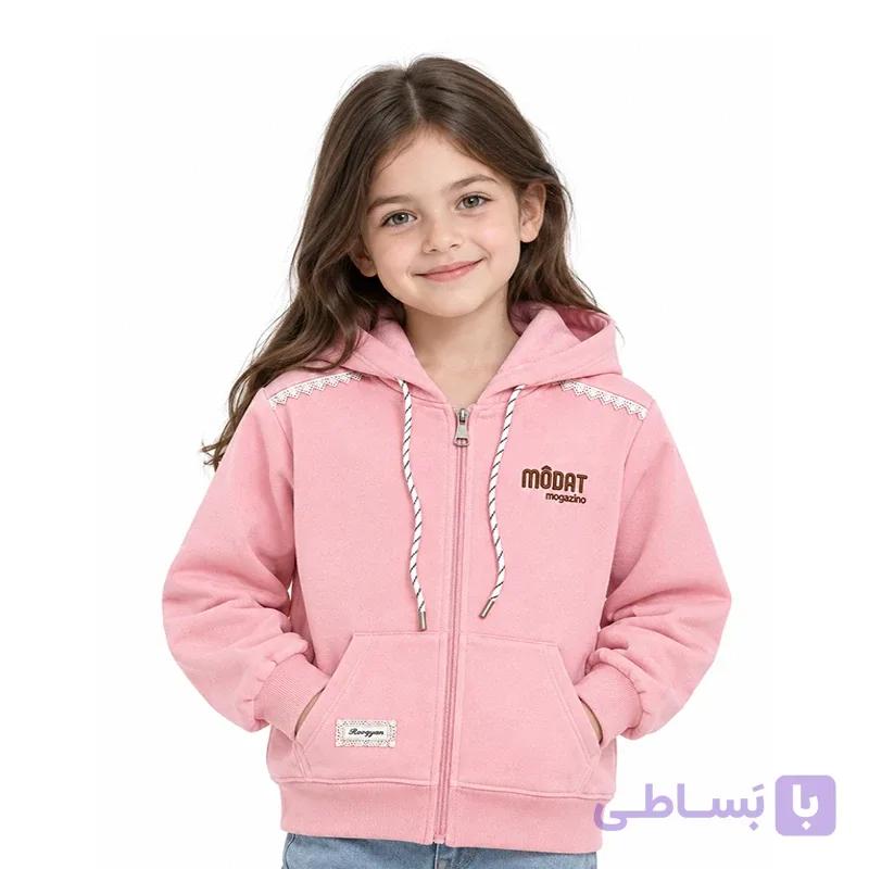 سویشرت لاینردار تو کرکی دخترانه 7 تا 11 سال رنگ قهوه ای کد 204 — تصویر 1