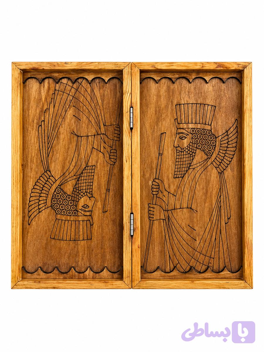 تخته نرد و شطرنج چوب روسی کوروش کبیر (رنگ طلایی)