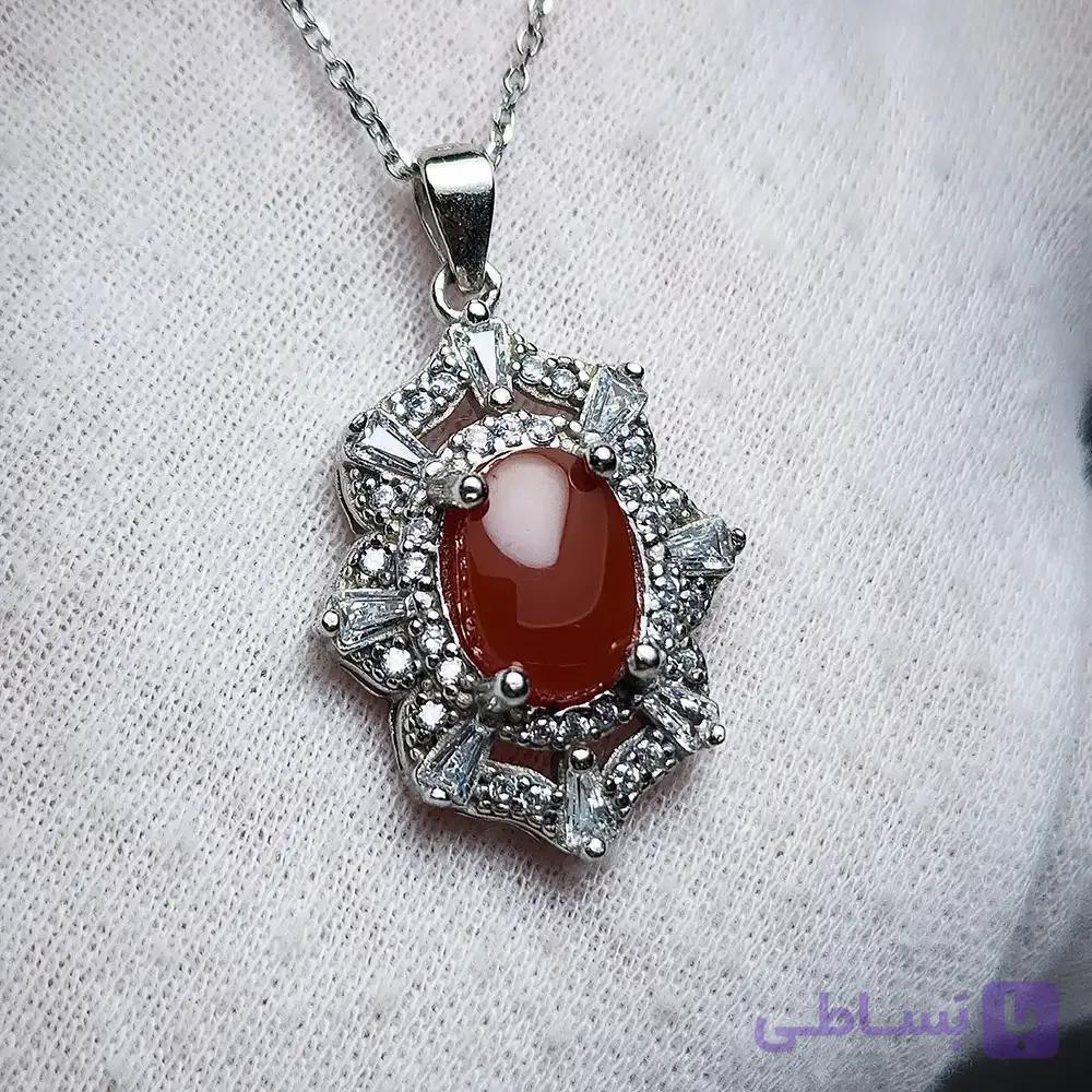 گردنبند عقیق سرخ یمن زنانه — تصویر 1