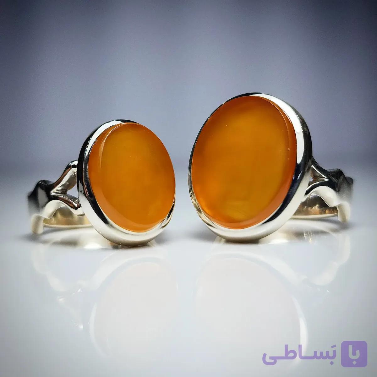 ست انگشتر نقره دستساز عقیق یمنی با دعای شرف الشمس (سفارشی) — تصویر 1