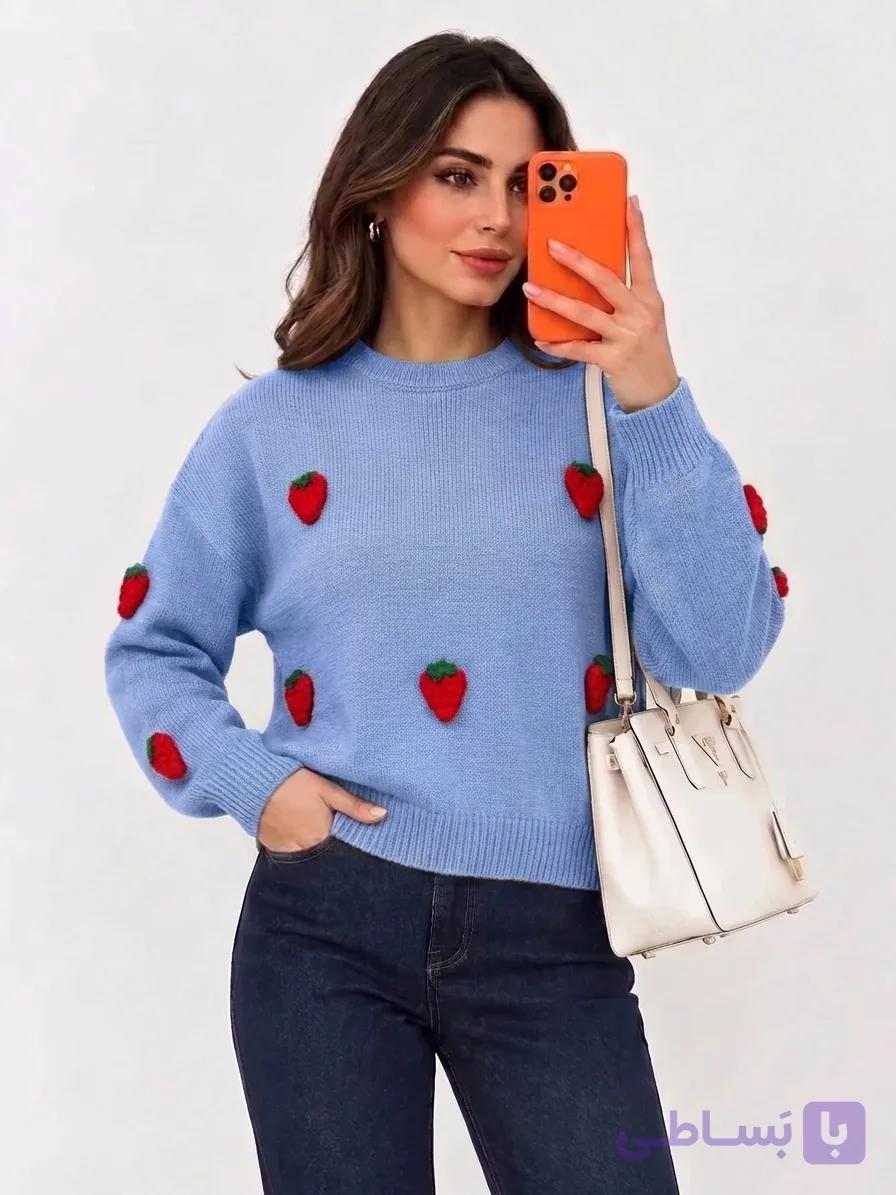 بلوز بافت طرح توت فرنگی — تصویر 1